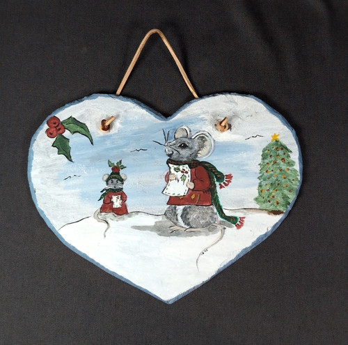 Handpainted christmas mice - christmas,